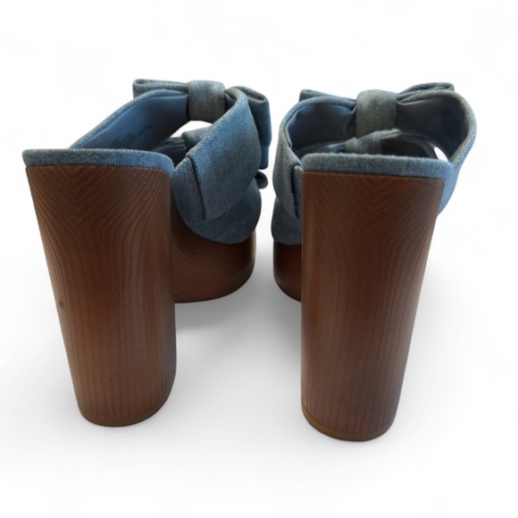 Gianni Bini- Rhodes Linen Bow Detail Block Heel Platform Slide Sandals Size 10 - Picture 3 of 7